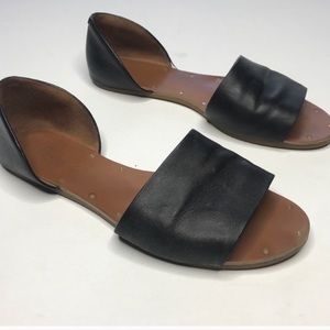 Madewell black leather open toe sandals slip ons